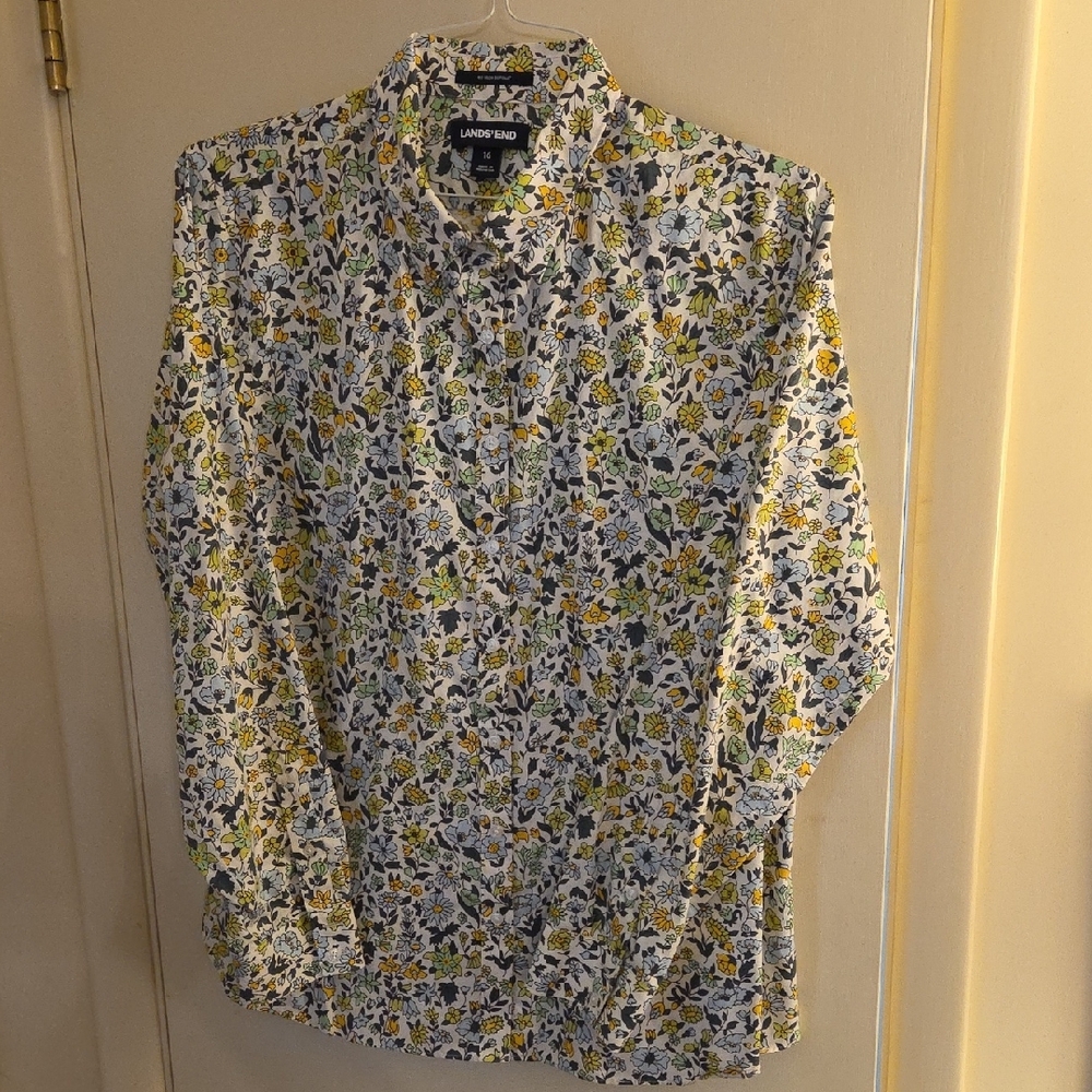 Set Of Lands' End Multicolor Plaid And Floral Womens Shirts - Picture 8 of 11